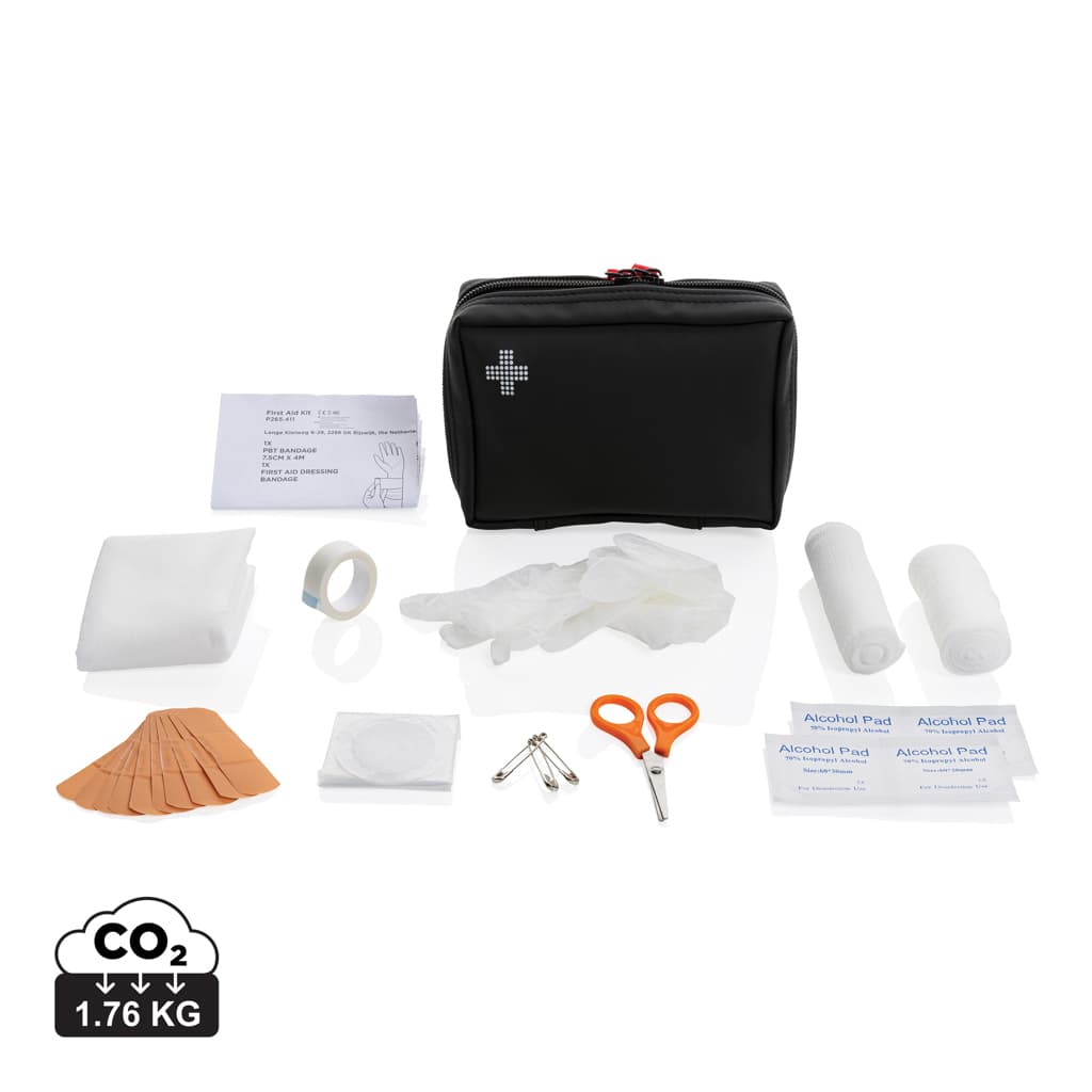 RCS recycled nubuck PU pouch first aid set — Car & Safety promotional product