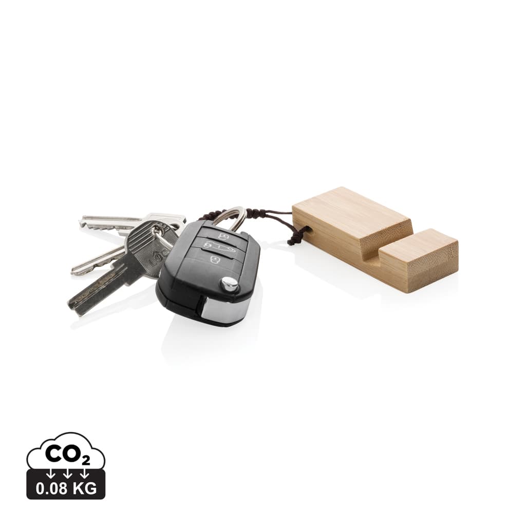 Standkey bamboo keychain phone stand — Phone & Tablet accessories promotional product