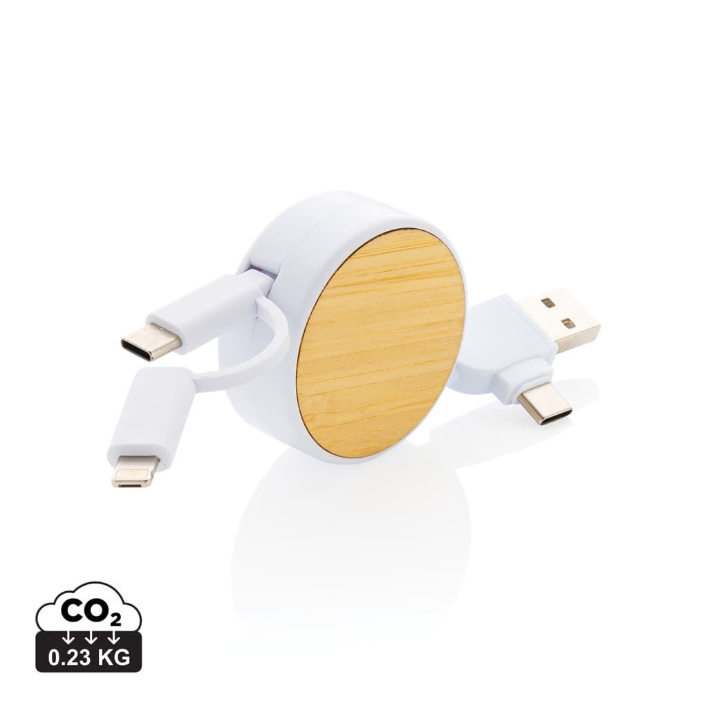 RCS recycled plastic Ontario 6-in-1 retractable cable — Phone & Tablet accessories promotional product