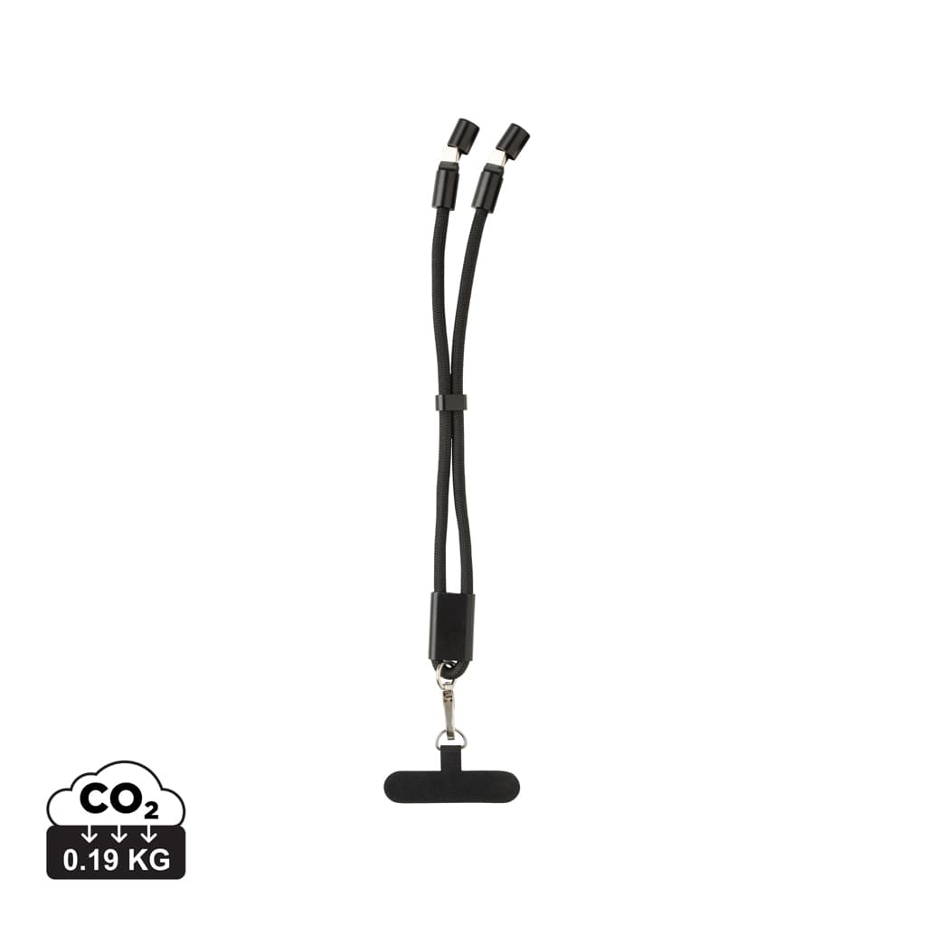 Cinturino da polso per telefono regolabile LoopAmp con cavo 60W in RPET riciclato RCS — Accessori telefono e tablet