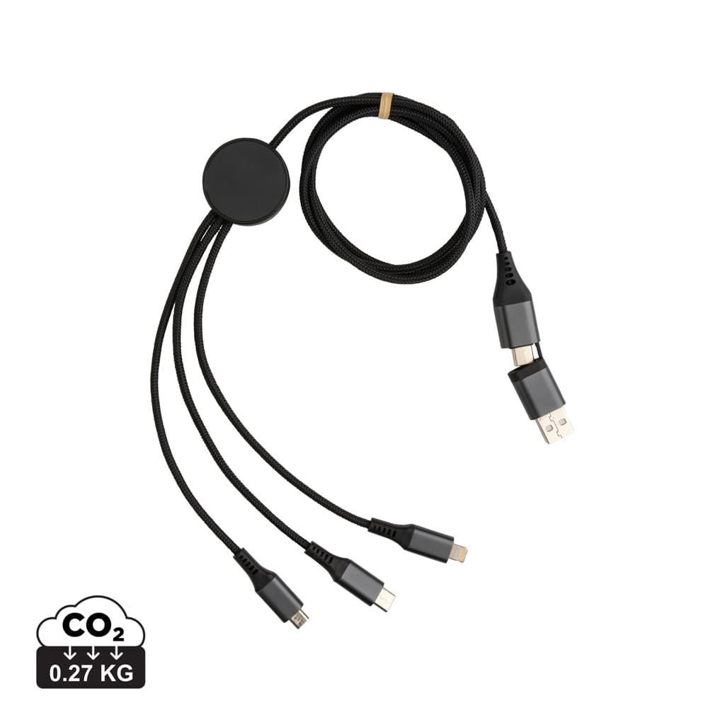Terra 60W RCS recycled aluminium 120cm 6-in-1 cable — Phone & Tablet accessories promotional product