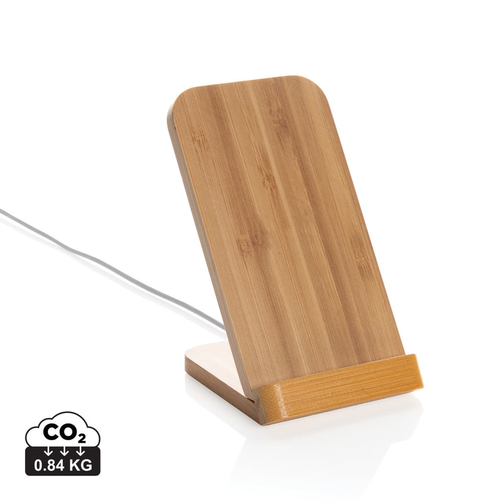 Bamboo 5W wireless charging stand — Phone & Tablet accessories promotional product