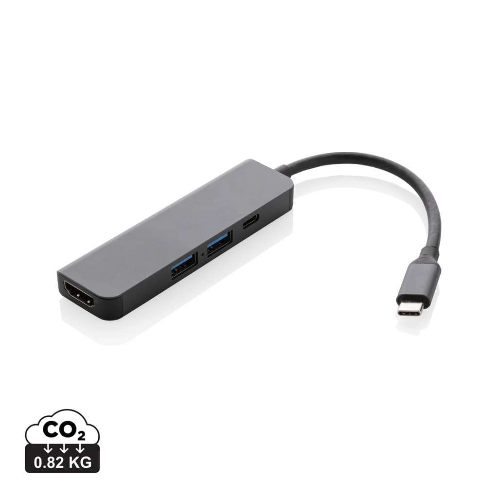 Terra RCS recycled aluminium hub with HDMI input — Phone & Tablet accessories promotional product