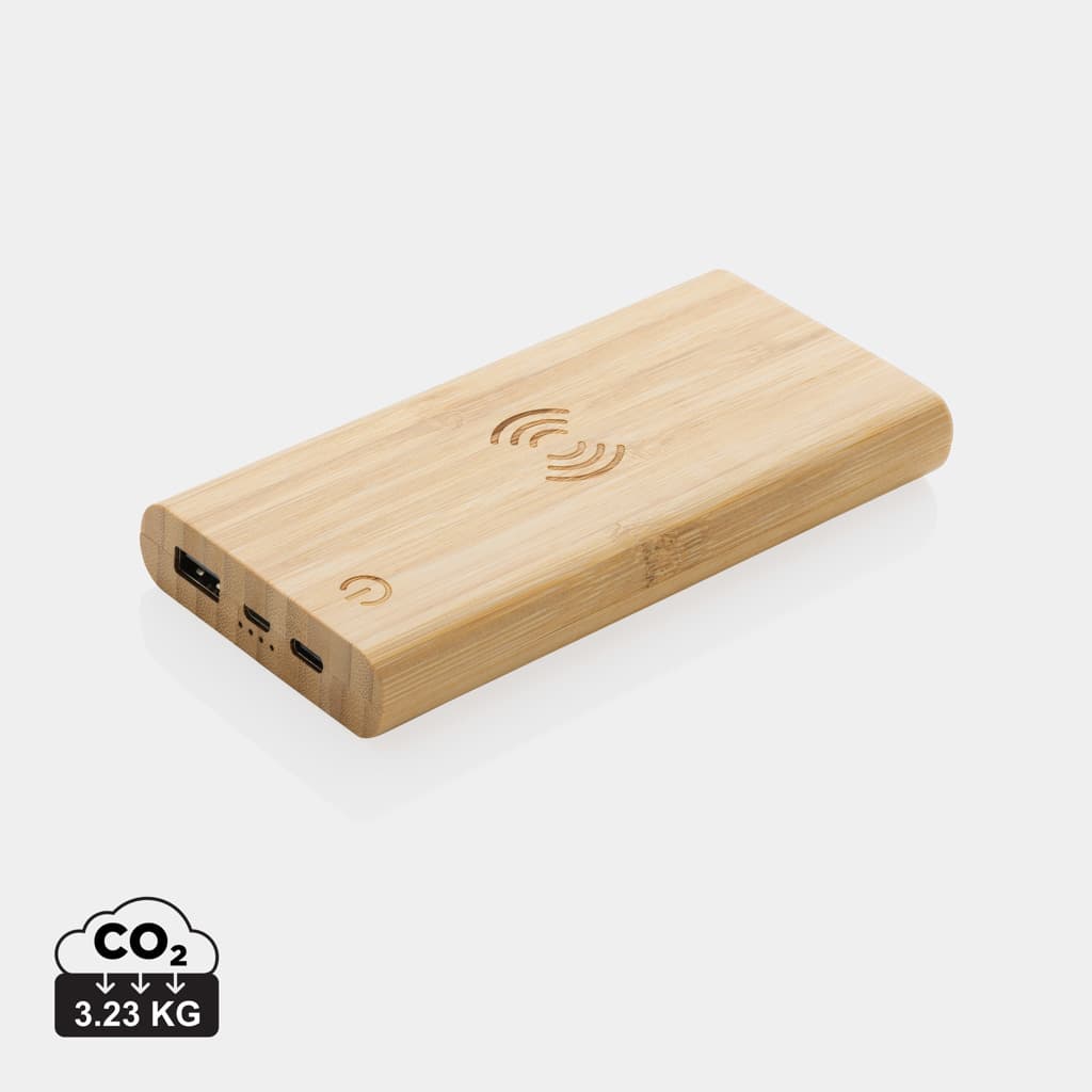 Bamboo 8.000 mAh 5W wireless powerbank — Phone & Tablet accessories promotional product