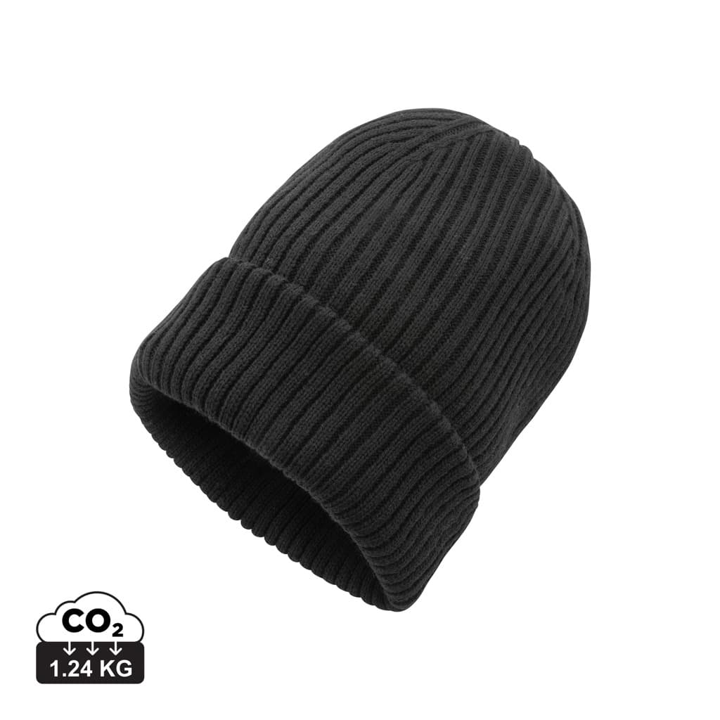 Impact AWARE™ Polylana® double knitted beanie — Headwear promotional product