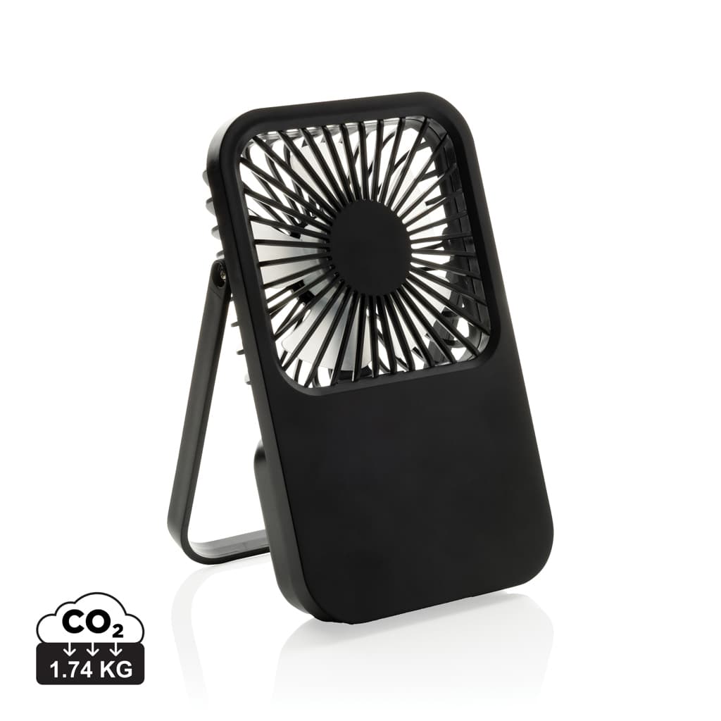 Aervina RCS recycled plastic re-chargeable desk fan — Phone & Tablet accessories promotional product