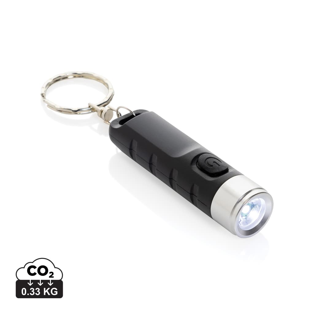 Llavero linterna USB recargable Globix RCS de plástico reciclado — Herramientas y linternas