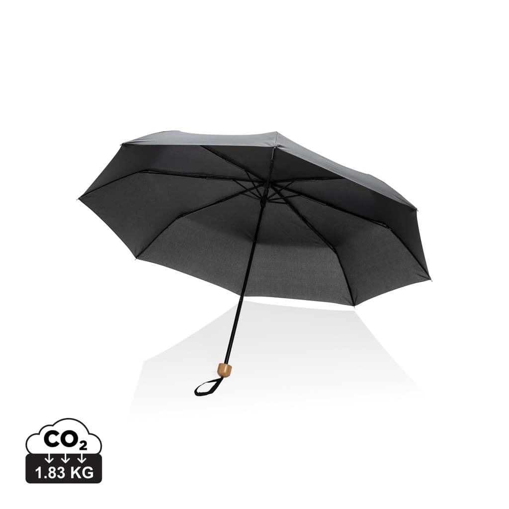 20.5" Impact AWARE™ RPET 190T Pongee bamboo mini umbrella — Umbrellas promotional product