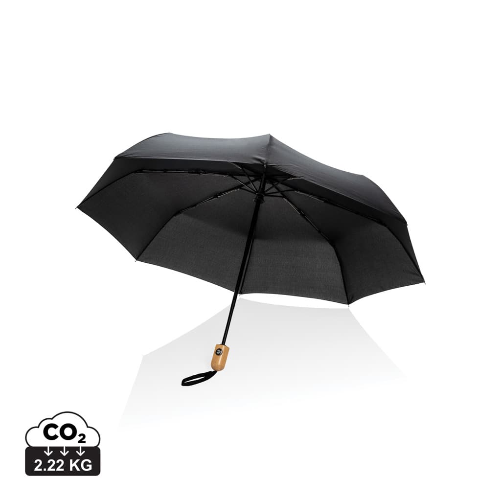 21" Impact AWARE™ RPET 190T bamboo auto open/close umbrella — Umbrellas promotional product